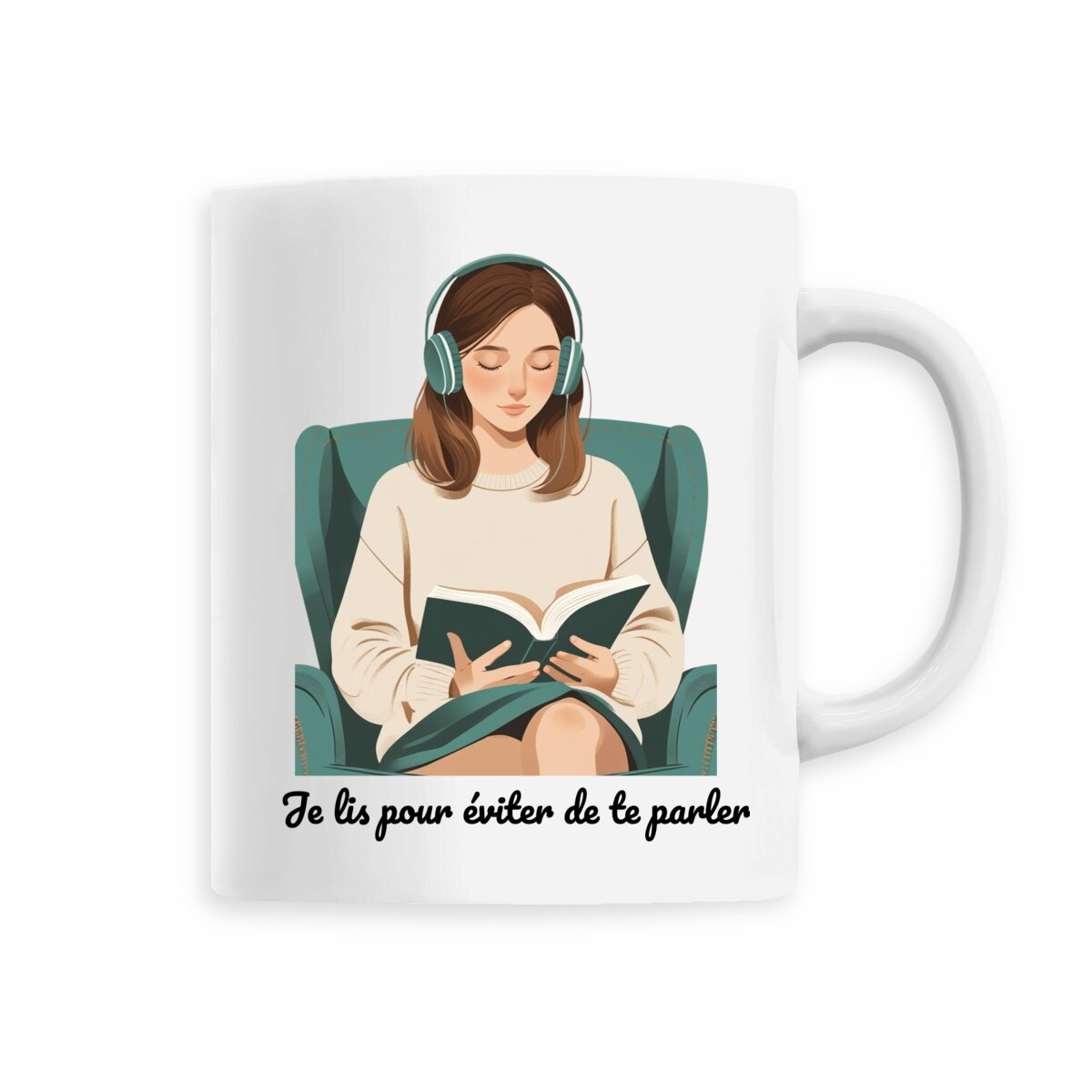 Mug “Je lis pour éviter de te parler”