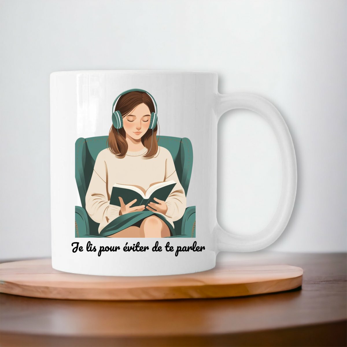 Mug “Je lis pour éviter de te parler”
