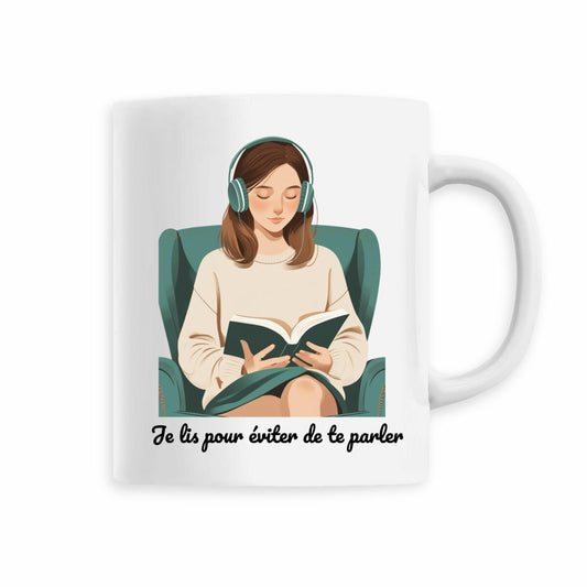 Mug “Je lis pour éviter de te parler”